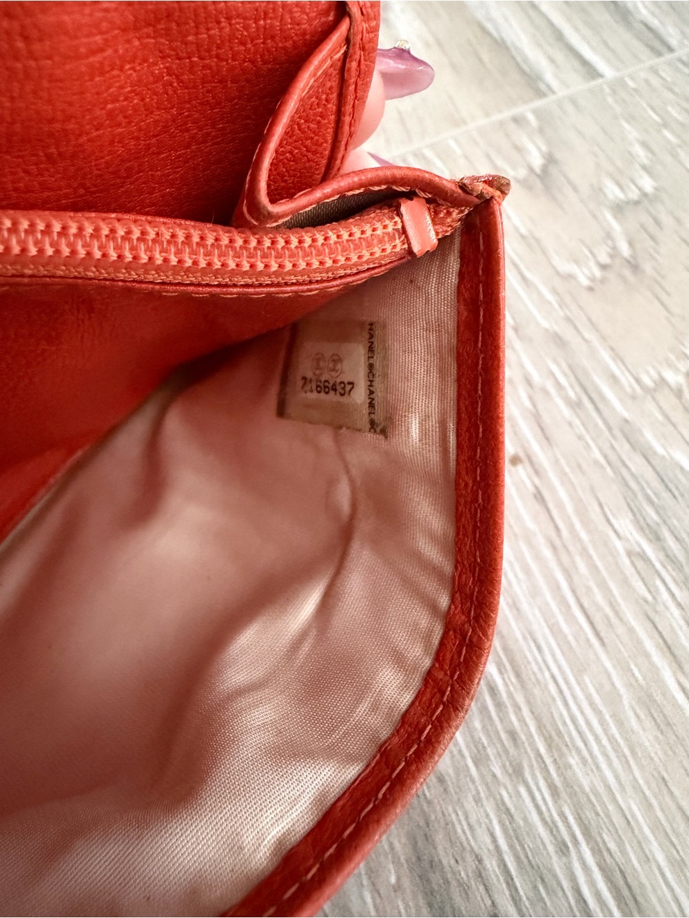 CHANEL Orange Leather Wallet with Gold CC Emblem - Picture 8 of 8